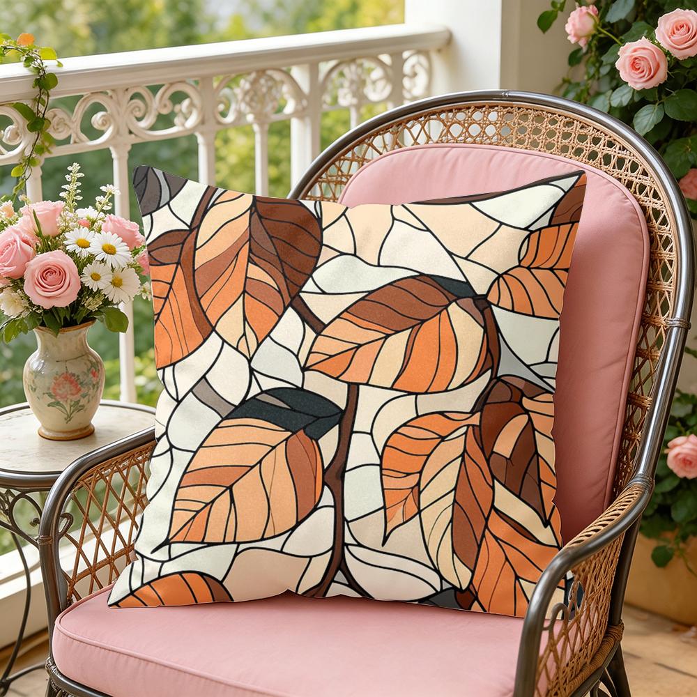 Classic Leaf Glass Cushion Cover Soft Plush Throw Pillow Cover  DoubleSided Decorative Cushion Case  Sofa Bedroom Home Decor