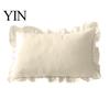 Federa Cuscino Decorativa Divano Shabby Chic con Volant, Fodera Cotone a Quadri con Bordo Arricciato, Federe Arricciate Vintage 18x18 Pollici 20x12 Copertura Decorativa