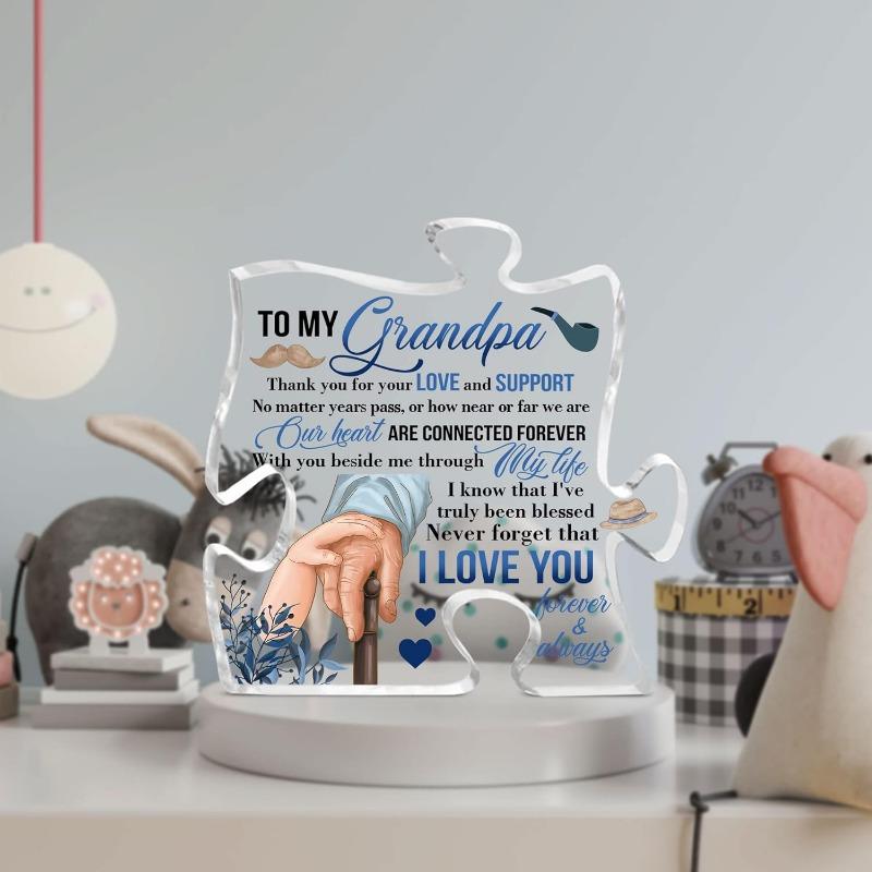 CEZII Grandpa Gift from Grandchildren, to My Grandpa Puzzle Acrylic Plaque, Fathers Day Birthday Gifts for Grandpa Grandfather