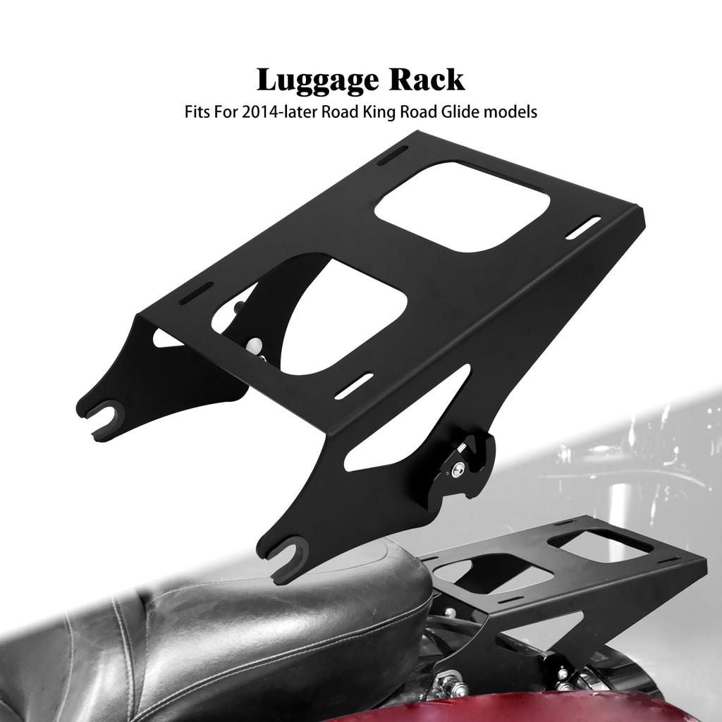 HCmotorku Motorcycle Luggage Rear Detachable Rack Case for Harley Road Road and Street Glide and Black Rack, Carrier, Touring, King, Glide, (2014