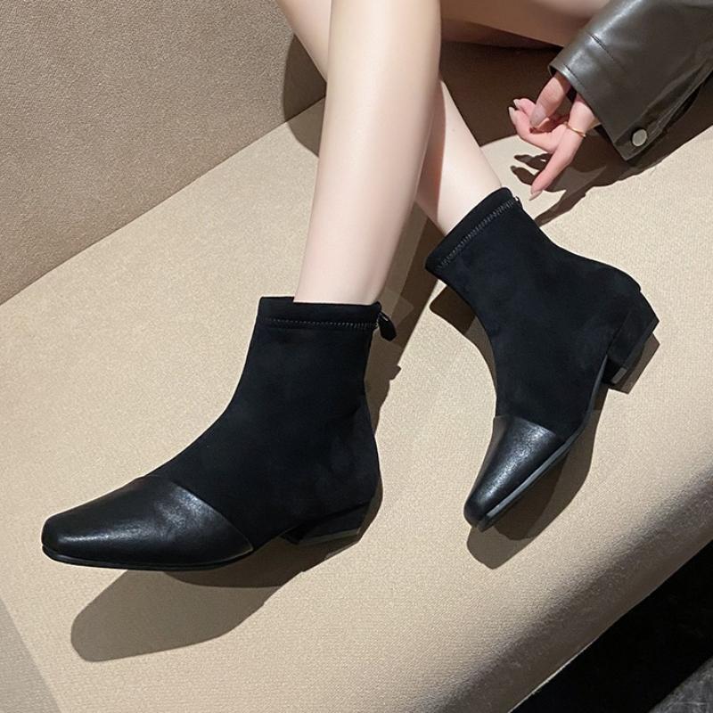 Fashion Women Ankle Boots Suede Heeled Shoes 2025 Elegant New Winter Chunky Snow Chelsea Fashion Boots Dress Party Woman Botas Mujer