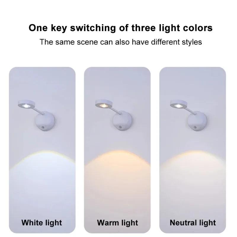 LED Wall Lamp Rechargeable Intelligent Human Sensing Wireless Wall Light Dimmable Led Spotlight for Lighting Paintings Pictures
