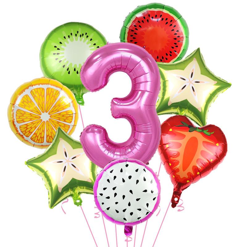 Fruit Aluminum Film Balloon Set Summer Cool Pool Party Decoration Children'S First Year Scene Arrangement Photo
