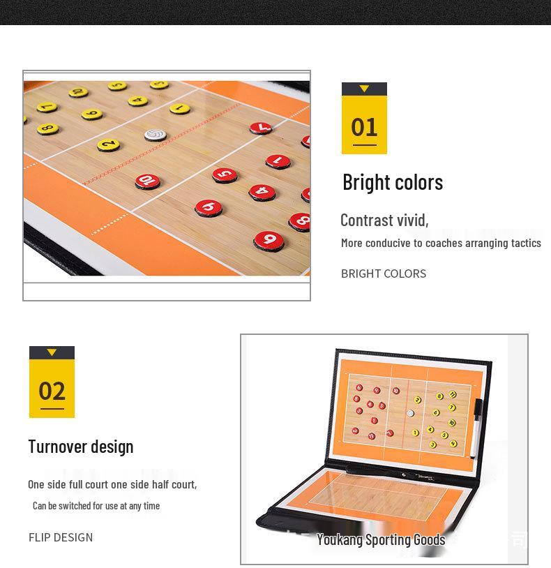 2.5-Fold Leather Volleyball Tactical Board Coaching Diagram Board