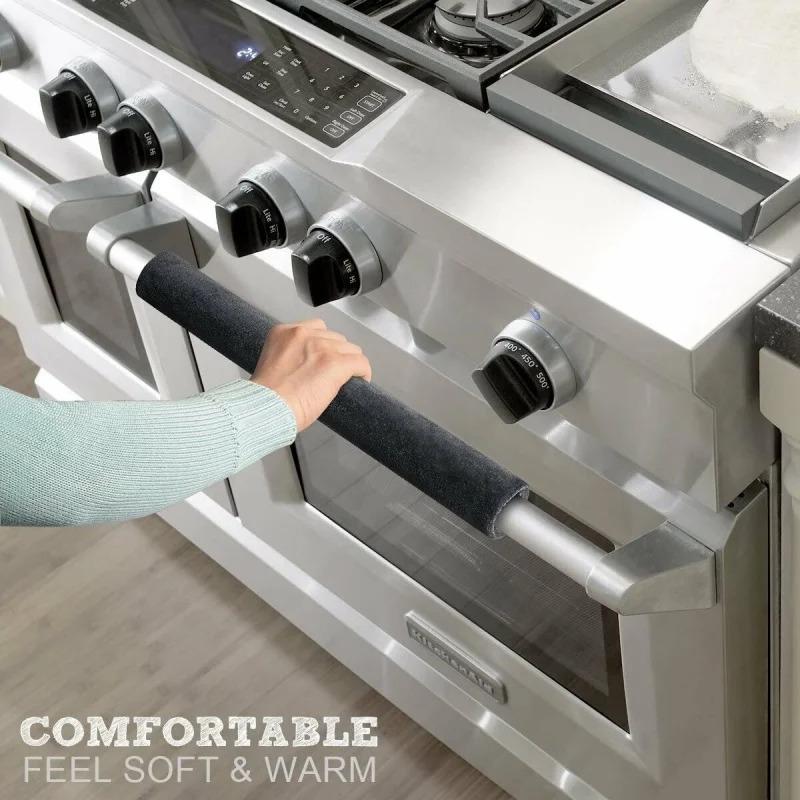 2pcs/1set Refrigerator Door Handle Covers Kitchen Appliance Decor Handles Prevent Stain Fridge Oven Handle Anti-Skid Anti-Static