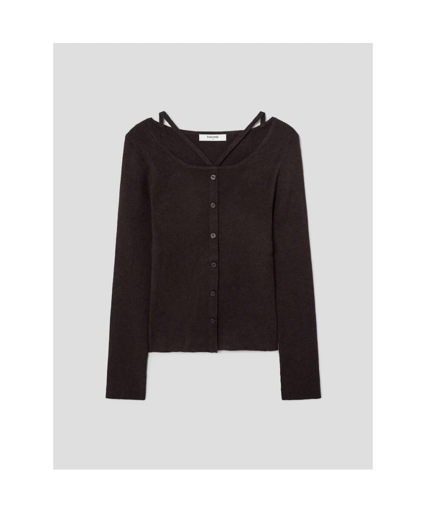 8SECONDS Rib Neck Strap Pullover Brown