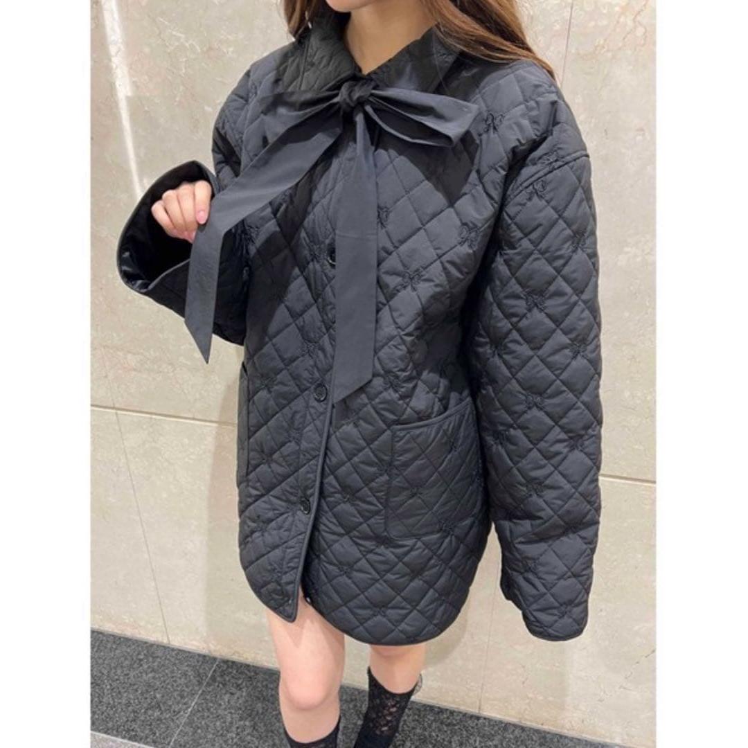 [PHILLY] Ribbon Quilt Jacket WEGO Black Jumper