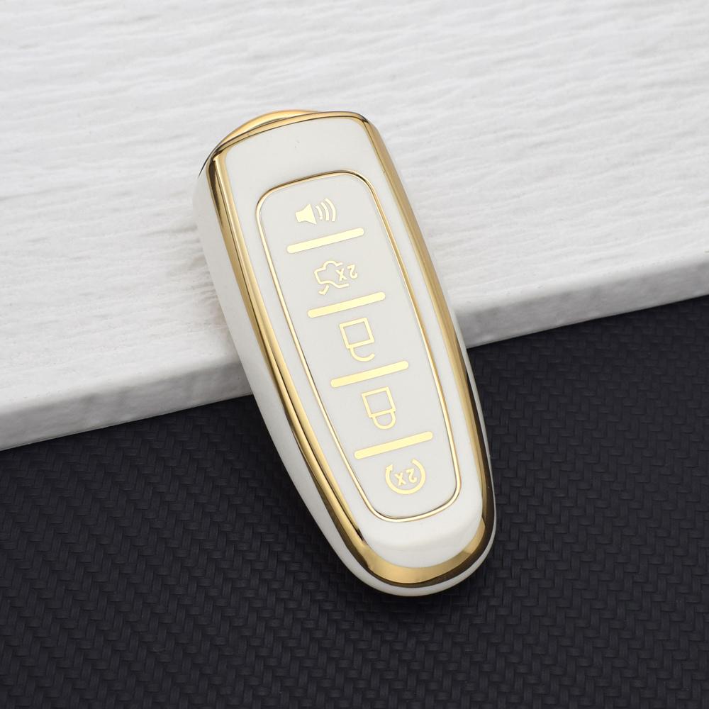 Full Cover Car Key Case For Ford Focus Edge Explorer Expedition C-Max Escape Flex Anti-Scratch TPU Key Fob Cover With Key Chain