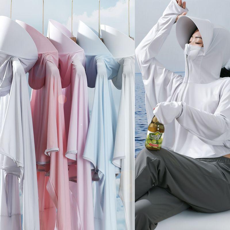 

Ультратонкая Дышащая Охлаждающая Одежда с Защитой от Солнца Женская Защита от УФ-лучей Уличная Толстовка с Капюшоном и Длинными Рукавами для Верховой Езды K-JP625 Pink