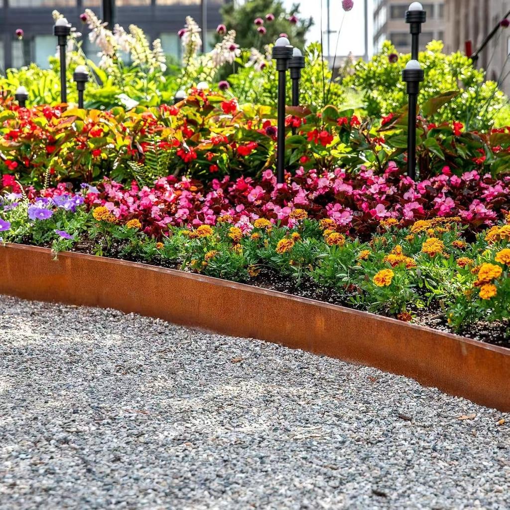 Steel Garden Edging, 16cm Wide, 5m or 10m Long, Pre-Rusted Steel Border Strip for Flower Beds, Tree Rings and Pathways