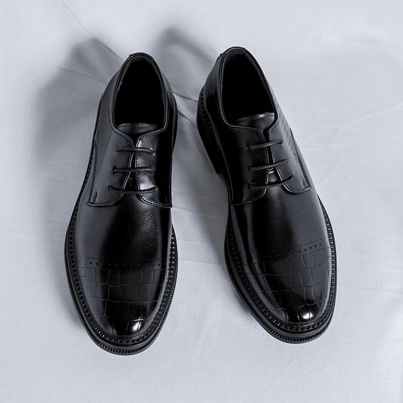 

Мужские туфли с тисненой поверхностью, гравированные, повседневные кожаные туфли, черные, с острым носком, формальные, универсальные, модные туфли 1239-R 38 чёрный