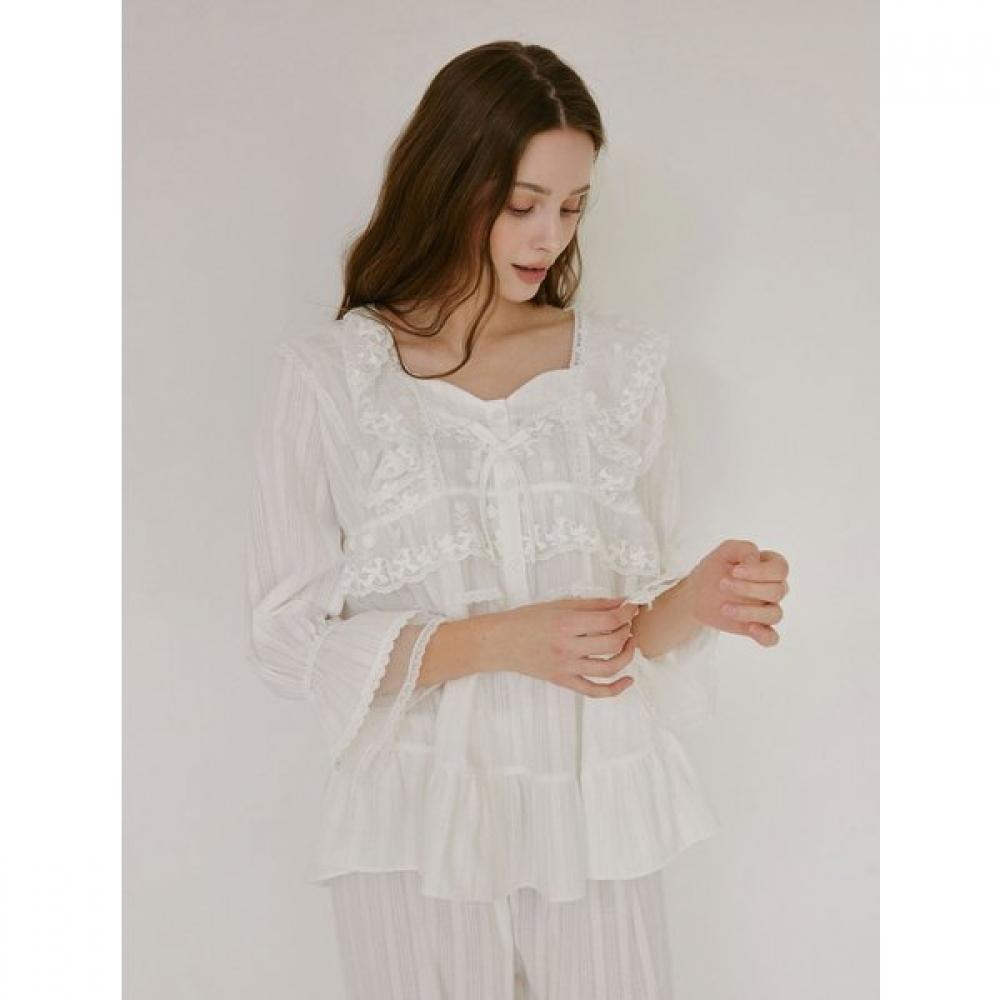 Lunaluz Damen S Baumwolle Quadratischer Ausschnitt Langarm Zweiteiliger Pyjama Angleling