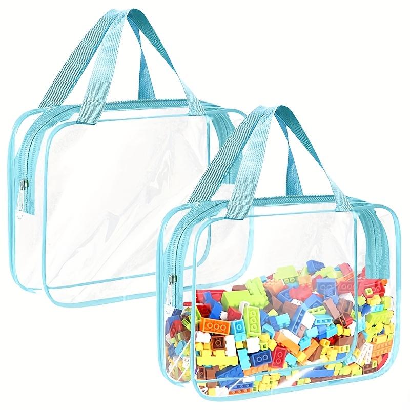 reusable clear PVC board game organization bag, zippered travel storage bag for blocks, puzzles, student books and backgammon