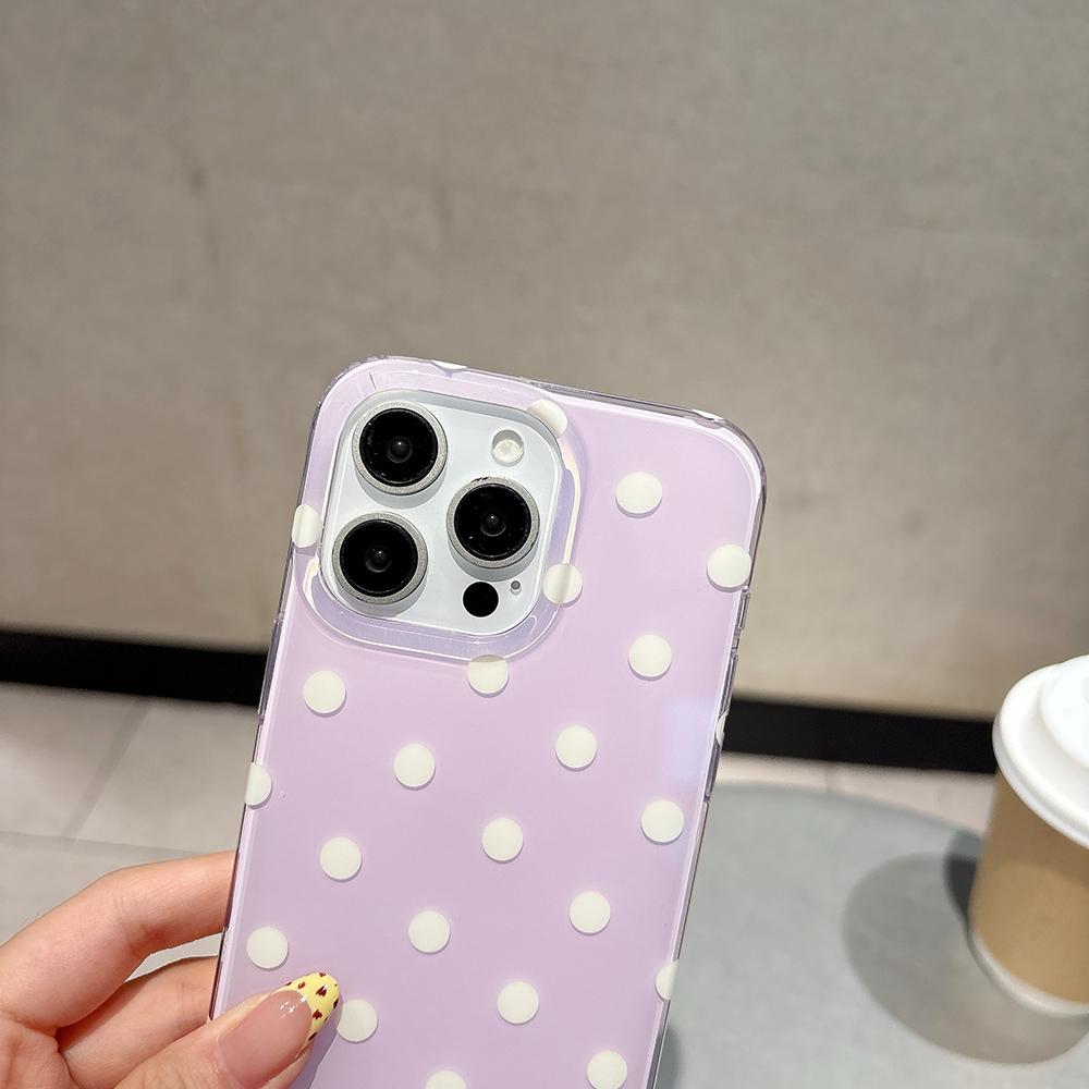 Ins Korean Cute Polka Dot Phone Case for iPhone 17 16 15 14 13 Pro Max 16Pro Stylish Aesthetic Shockproof Lovely Soft Back Cover