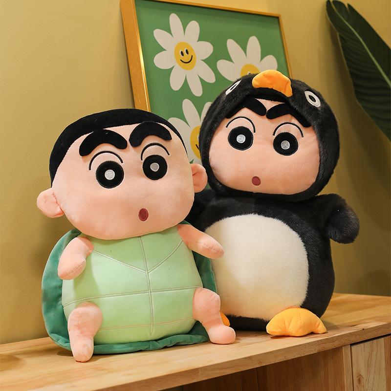 Crayon ShinChans Backpack Penguin Anime Plush Toy Soft Stuffed Toy Cute Cartoon Figure Home Decoration Ornament Perfect Gift