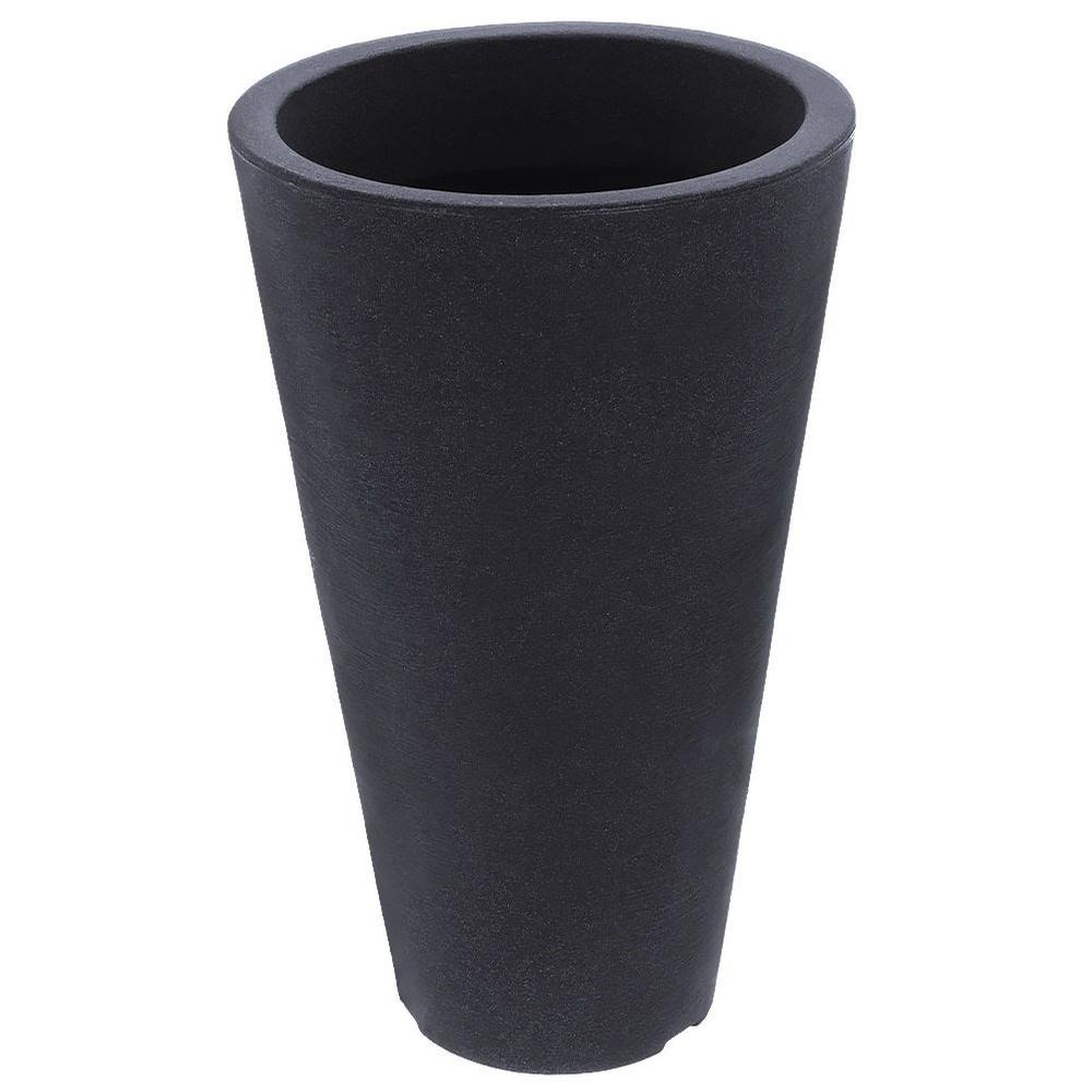 Grauer runder Plastik-Gartentopf 28x45 cm