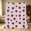Plush Flannel Throw Blanket for Bedroom - Cute Paw Print, Soft Fuzzy, No Shedding, Cozy Warm Home Decor, Perfect for Halloween & Christmas