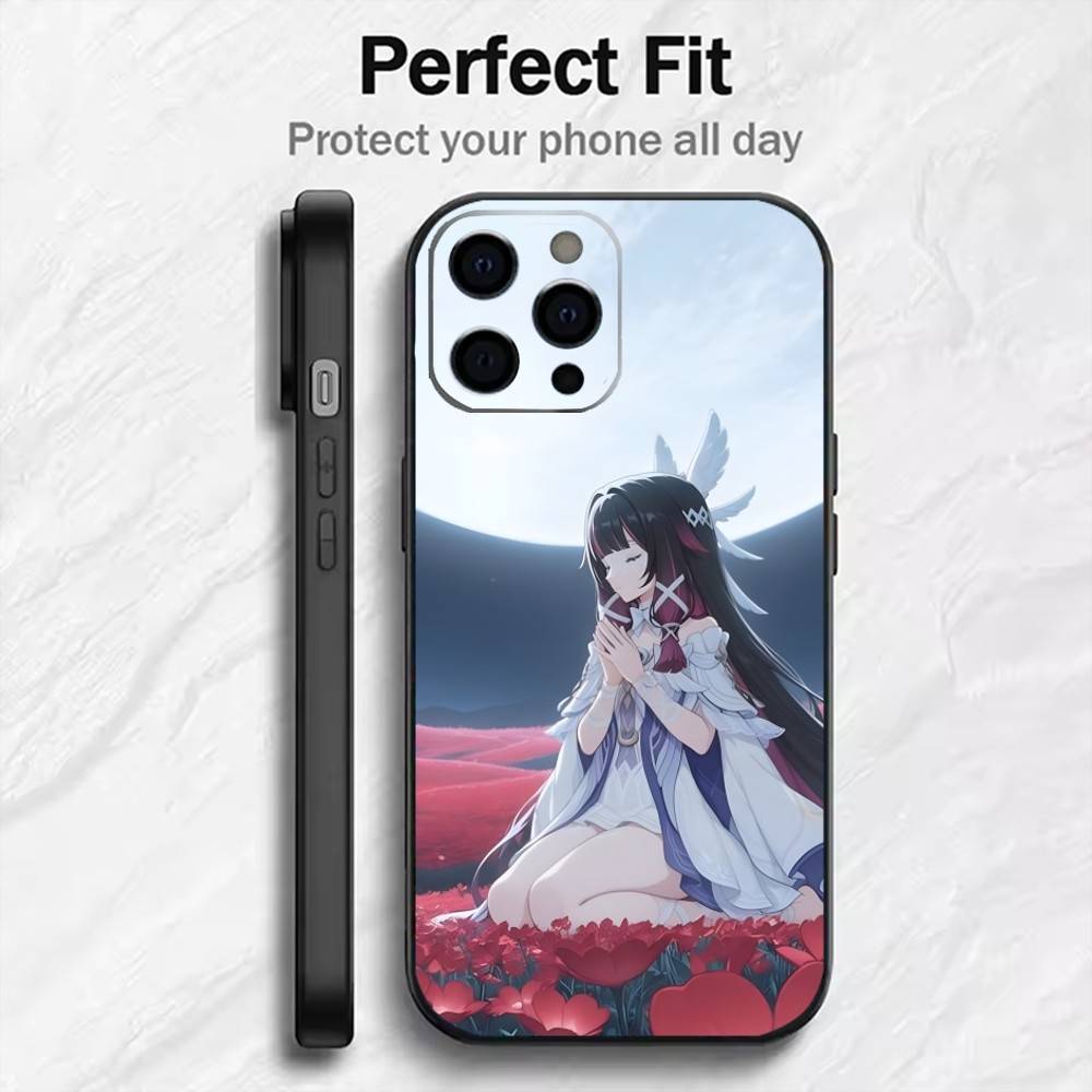 Moon Goddess Girl C-Columbina  Phone Case For iPhone17,16,15,14,13,12 Plus,Max Soft Silicone Black Cover