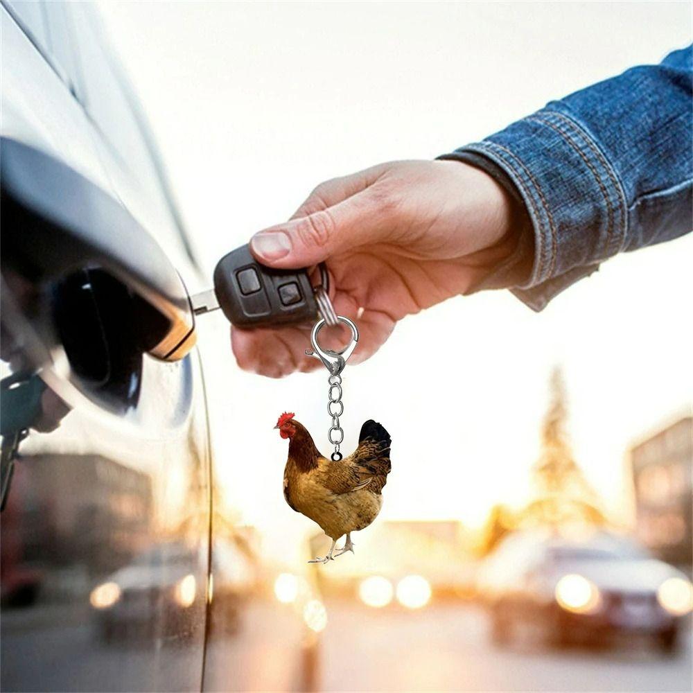 Hen Backpack Pendant Rooster Bag Hanging Birthday Gift Chicken Acrylic Keychain  Couple
