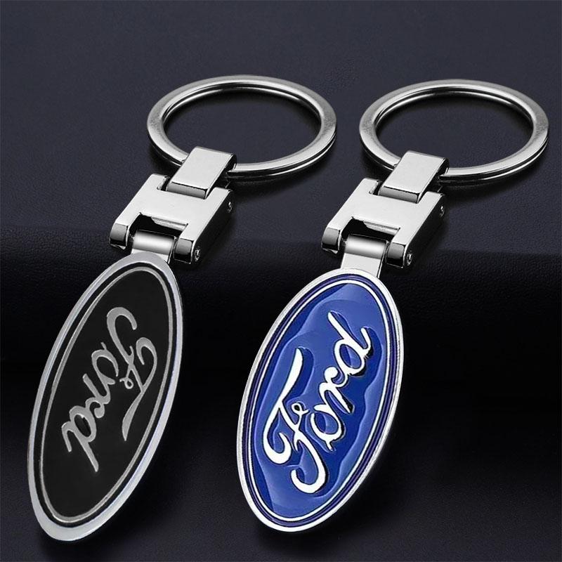 3D Styling Metal Car Key Ring Anniversary Badge Keychain Accessories For Ford Focus Mondeo Kuga Fiesta MK7 Escort Explorer Edge 2 4 MK2 MK4