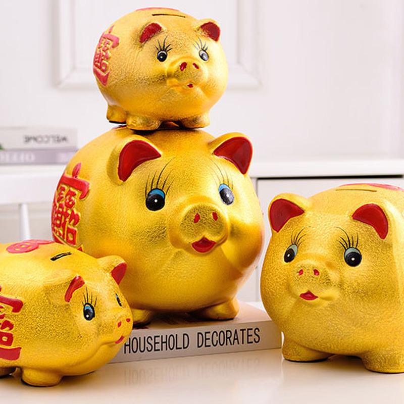 Luxury Gold Ceramic Pig Piggy Bank Secret Storage Wedding Creative Paper Money Coin Money Box Hidden Safe Adult Child Piggy Bank