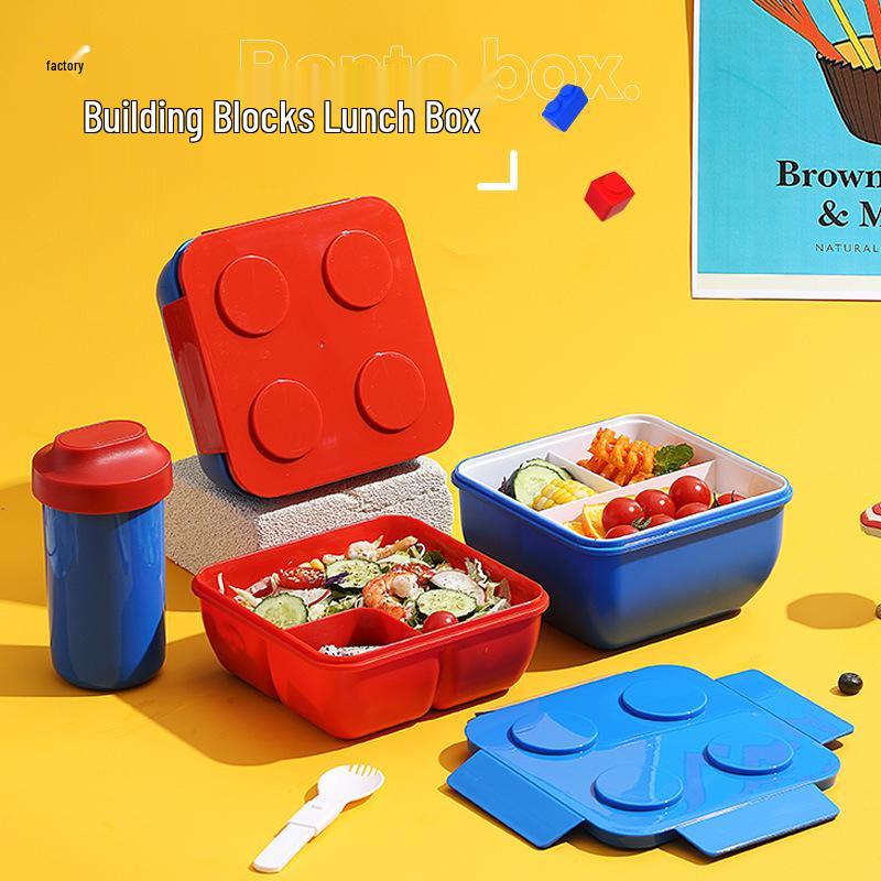 DIY Building Blocks Lunch & Picnic Box - Kids' Salad, Bento & Fruit Box with Microwave Heating