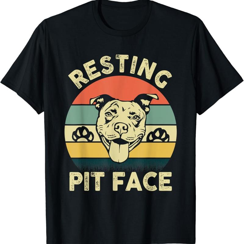 Funny Dog Pitbull Resting Pit Face_ Lover T Shirt S разноцветный