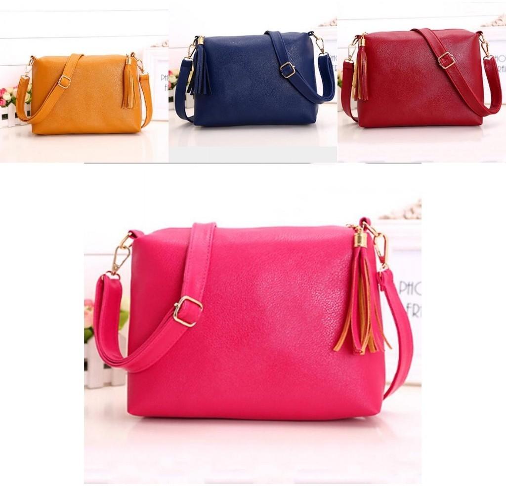 Colorful Pu Leather Women's Cross Body Bag With Tassels Small Size For Everyday Use