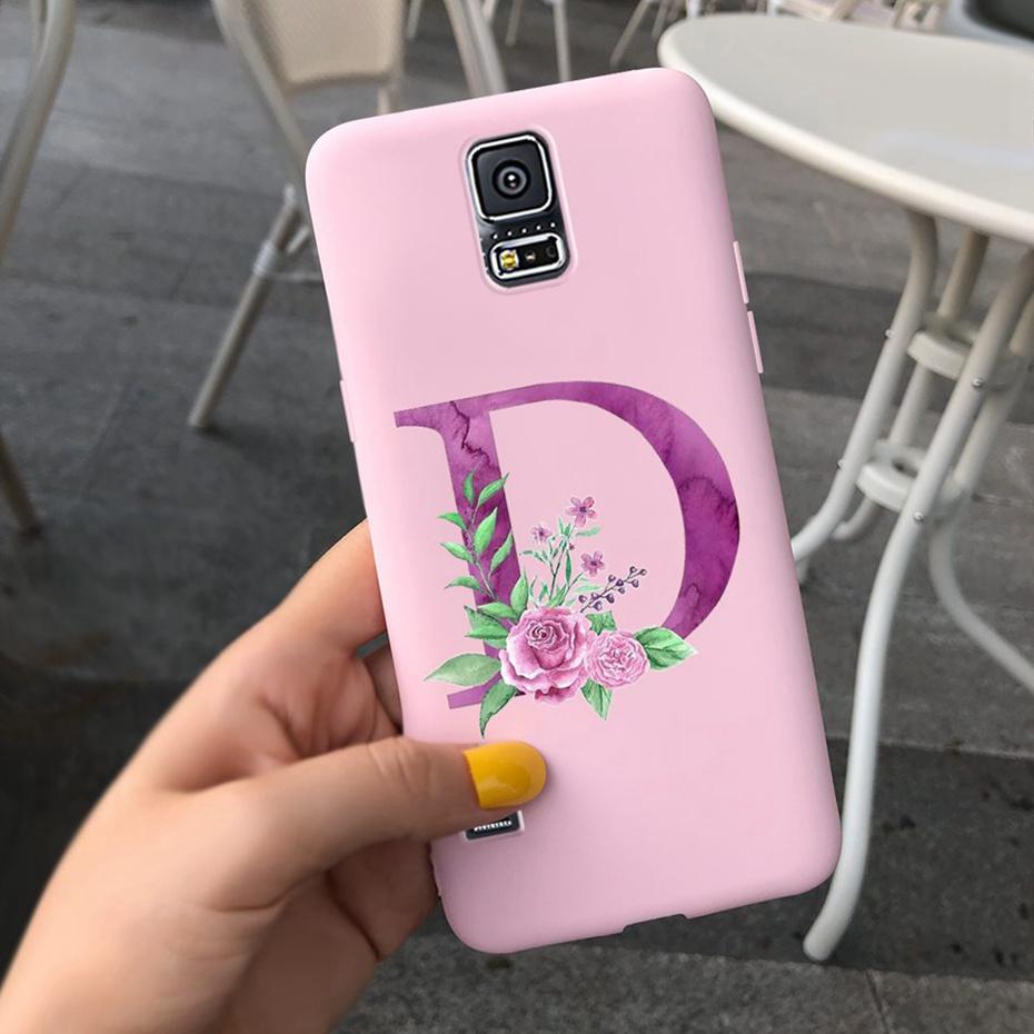For Samsung Galaxy S5 I9600 Phone Case Flower Initial Alphabet Case For Samsung S5 Neo S 5 G900 G903F SM-G900F Soft Silicon Case