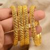 African Gold Color Shiny Bangles for Women Girls Dubai Circle  Bride Wedding Bracelet Ethiopian Jewelry