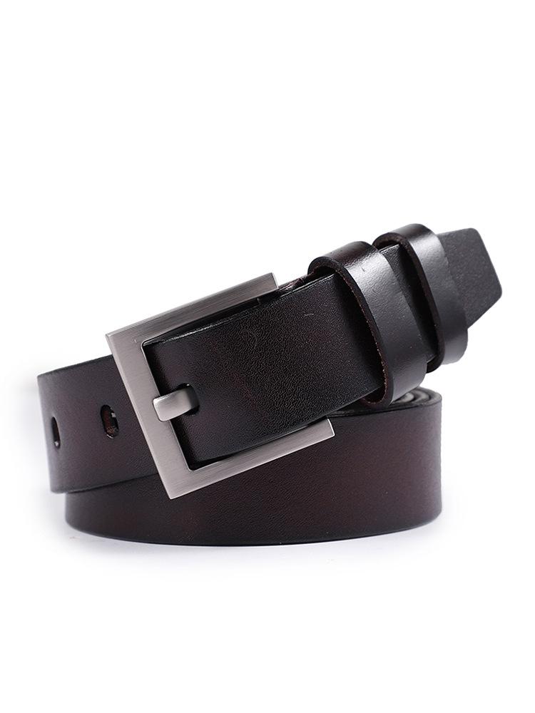 

Мужской и женский ремень из коровьей кожи первого слоя, модный и простой универсальный кожаный молодежный ремень Extended model can be customized. темно-коричневого