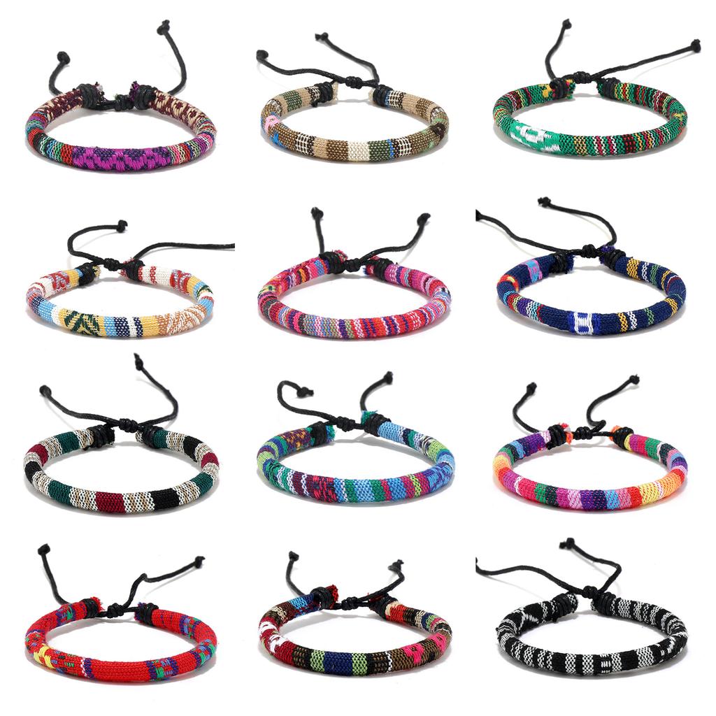 12Pcs Handmade Woven Bracelets Accessory Colorful Braided Bracelet Unique Wrist Chain for Layering or Solo Wear
