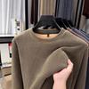 Men's Fashion Long-Sleeve Velvet Warm Hoodie - Autumn/Winter Round Neck Knit Casual Top