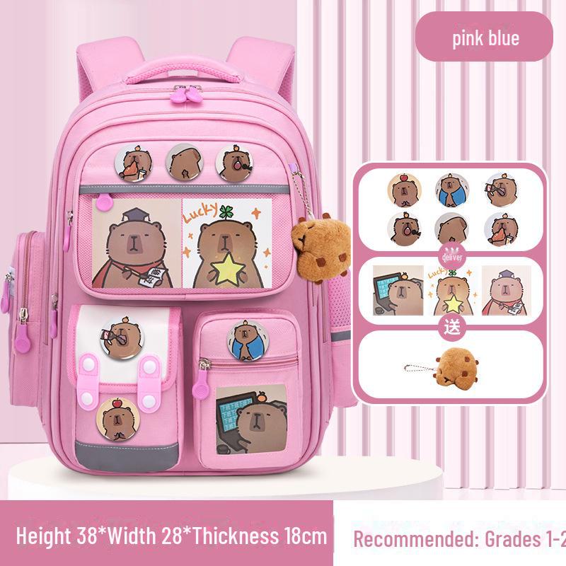 Capibara Schoolbag: Large Capacity, Lightweight Backpack for Grades 1-6, Ideal for Boys and Girls