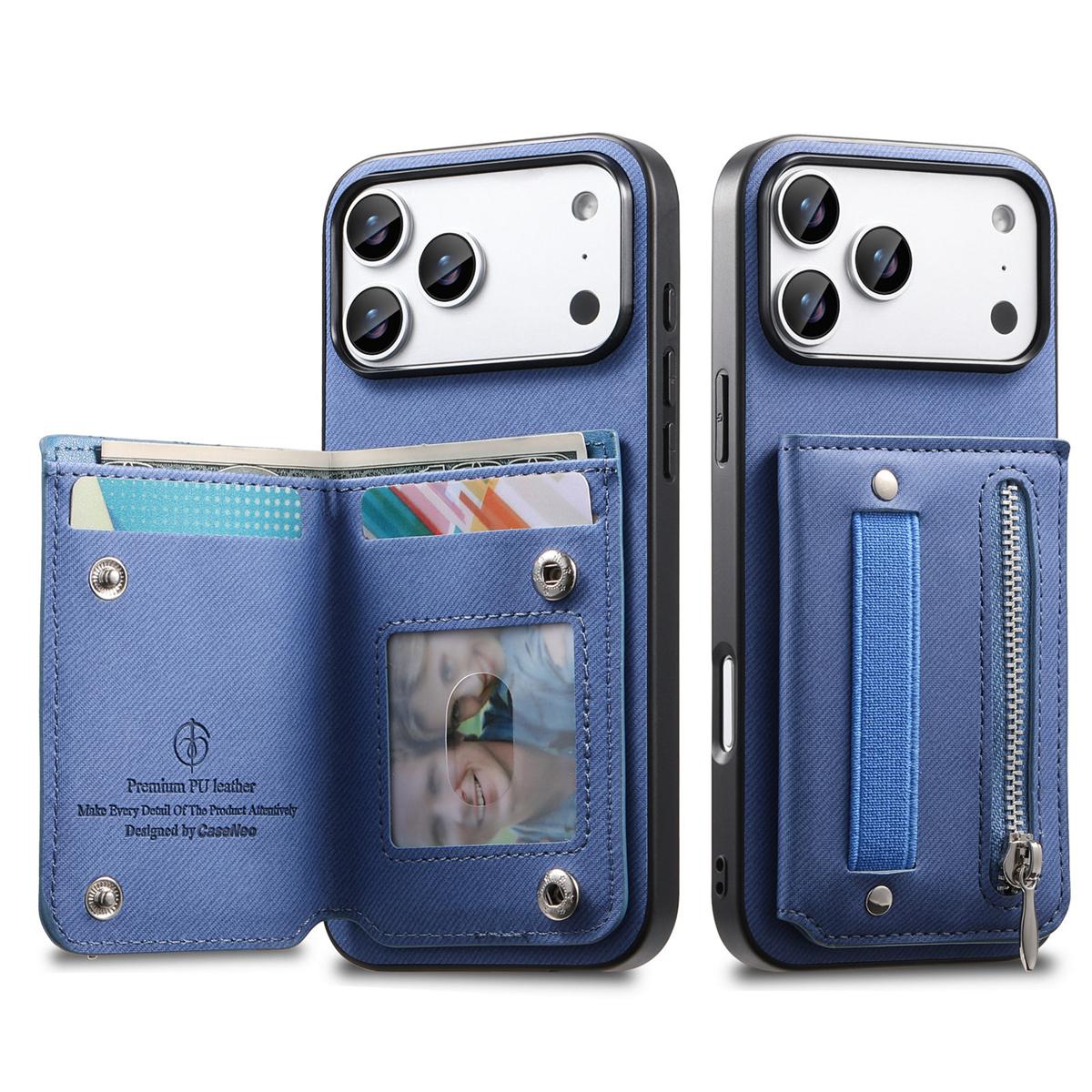 

Flip RFID Wallet with Card Holder Phone Case for IPhone Air 17 16E 16 Plus 15 14 13 12 11 Pro Max Wrist Strap Leather Cover iPhone 13 Pro синий