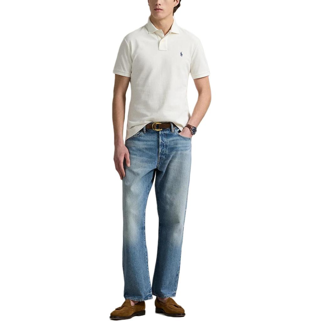 Polo Ralph Lauren SS25 Pony Embroidered Mesh Short Sleeve Polo Shirt Men tops Light-Cream 710680784-438