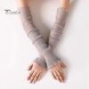 Women Sheer Mesh Arm Sleeves Long Ultra-thin Lace Fingerless Gloves UV Sun Protection Cooling Mesh Tulle Sunscreen Sleeves for Outdoors