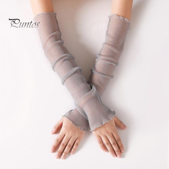 Damskie przezroczyste rękawy z siateczki, długie, ultracienkie koronkowe rękawiczki bez palców, ochrona przed promieniowaniem UV, chłodząca siateczka, tiul, rękawy z filtrem przeciwsłonecznym na zewnątrz