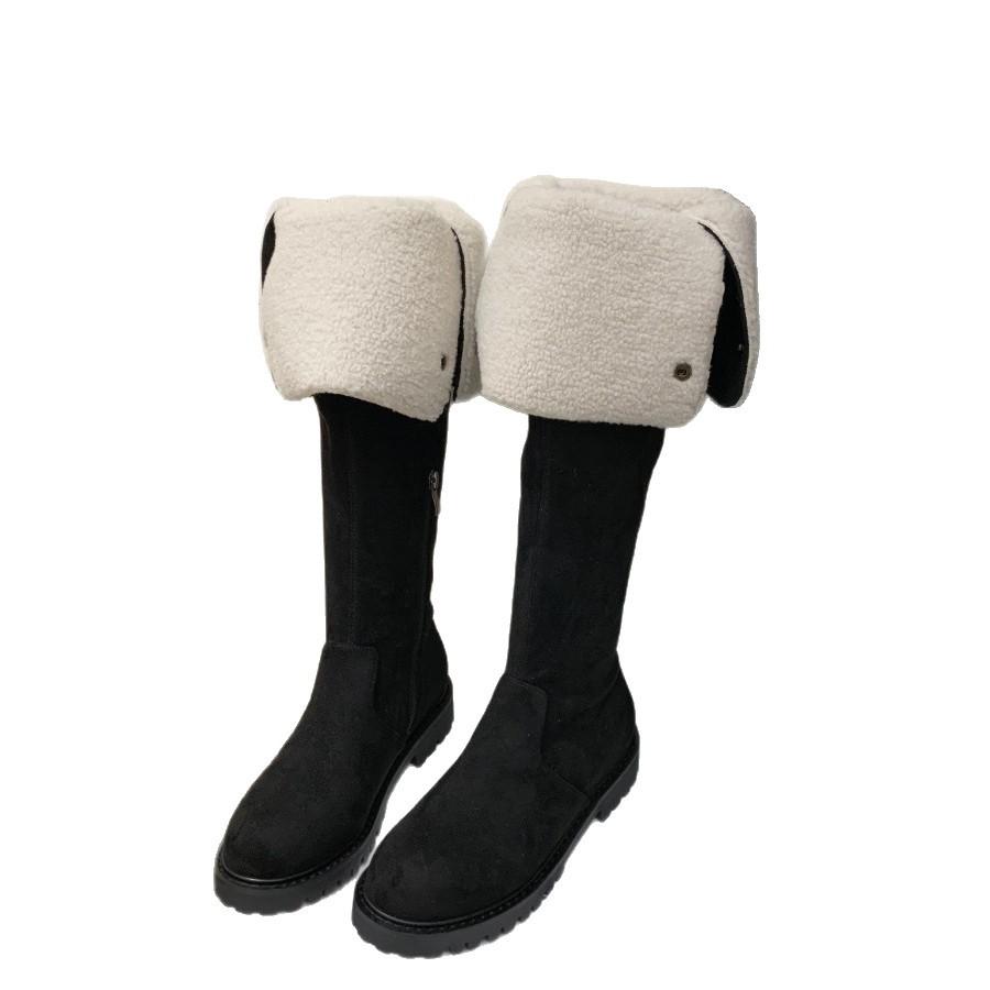 Retro rivet slim knee boots women's 2025 new winter thick heel suede two wear tall western knight boots