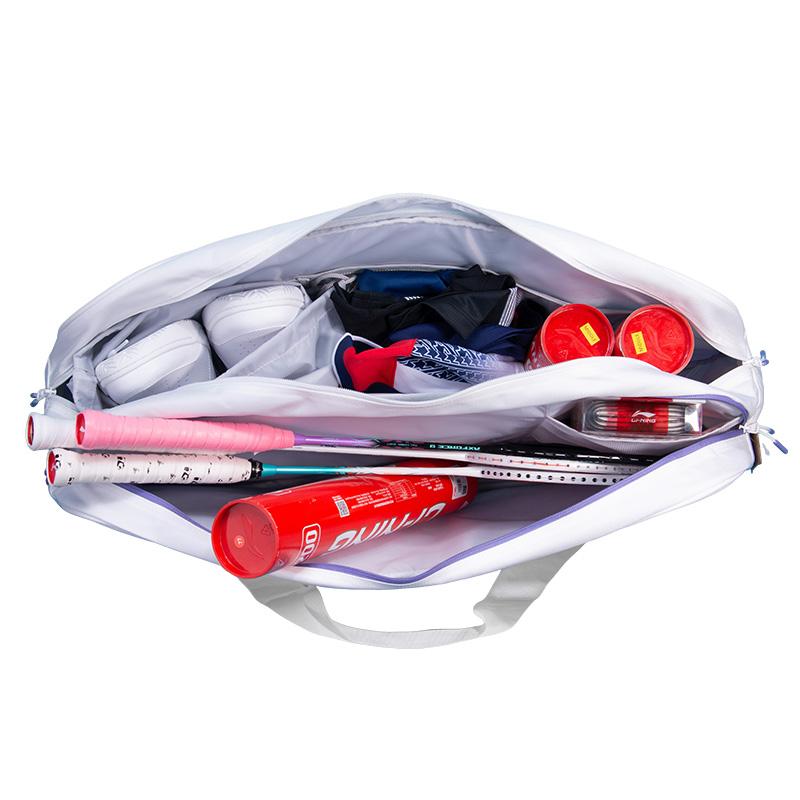 Li Ning Sports Training Simple Versatile Large Capacity Storage Portable Polyester Tote Bag Unisex Tote Bag White Purple ABLV073