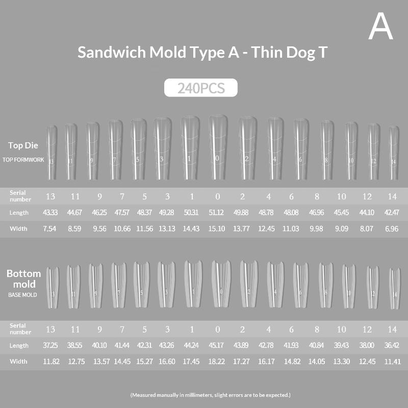 240pcs Sandwich Nail Mask Rapid Extension Paperless Tray Crystal Light Therapy No Need To Build Molds Exclusive for Nail Salon