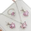 Elegant Bridal Jewelry Set Heart Necklace Drop Earrings Pendant Earrings Heart Rings Party Jewelry Suitable for Wedding