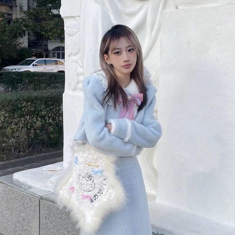 Kitty Star Shaped Cartoon Plush Bag With Adjustable Shoulder Straps For Students