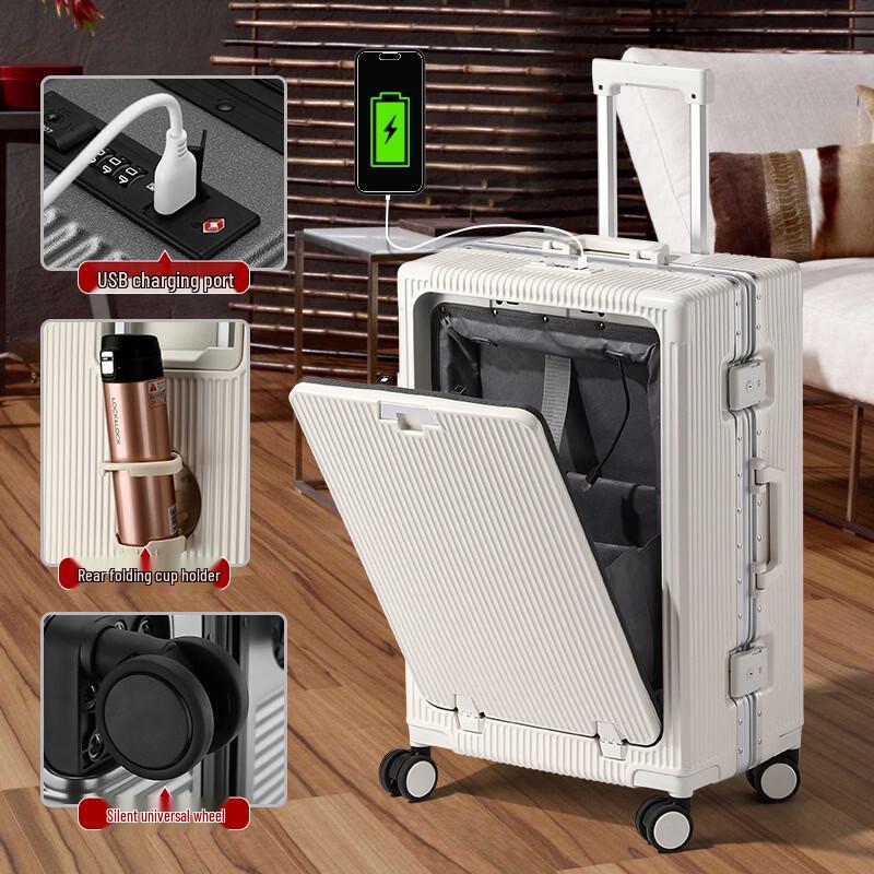 Smart Carry-on Luggage with Integrated Cup Holder & Phone Stand