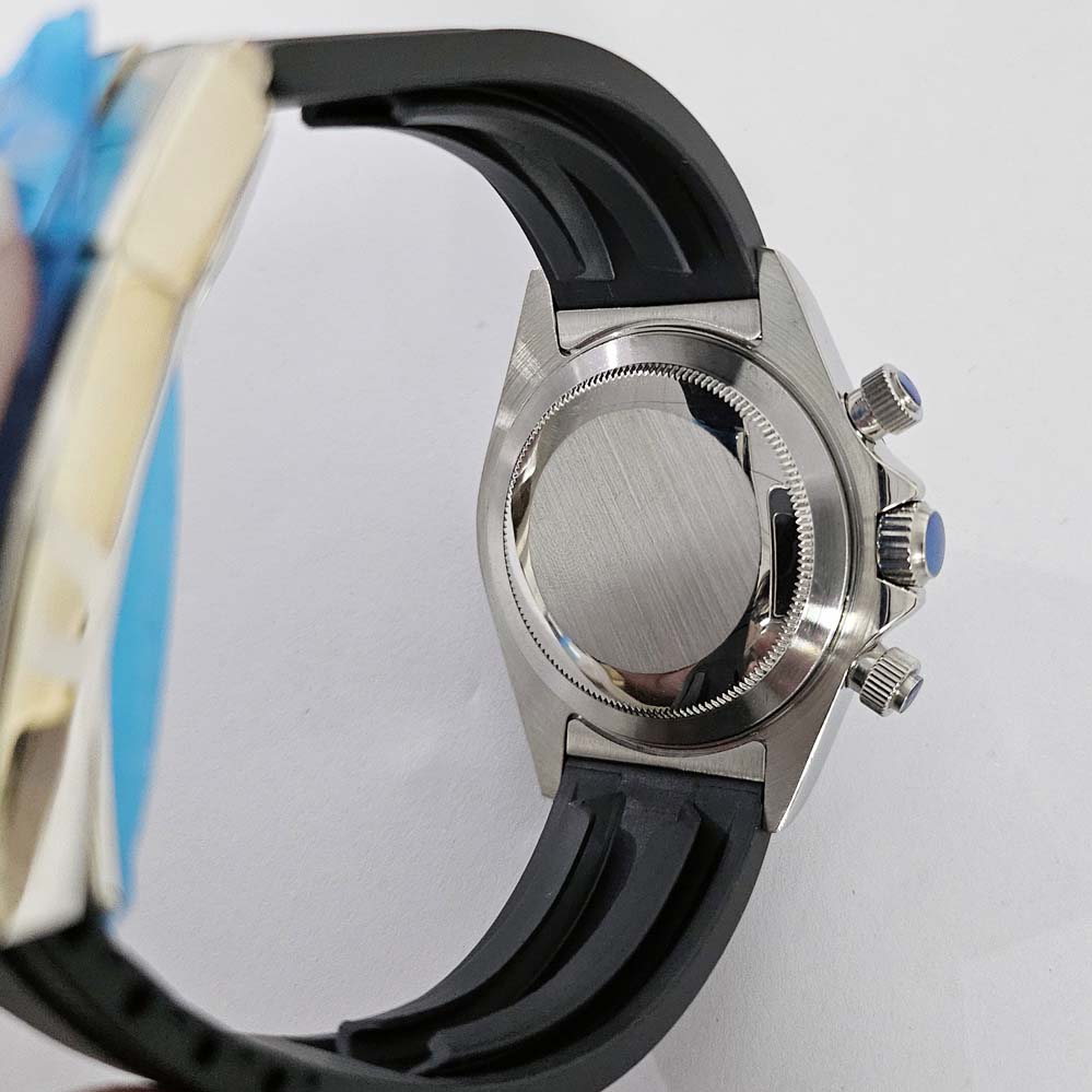 39mm Steel Color Watch Case Stainless Steel Sapphire Glass Silicone Strap Watches Accessories For Quartz VK63 Movement