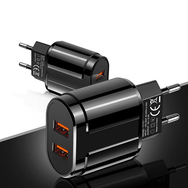

Dual-Port 2USB Charger 5V2.4A for Huawei/Apple – US & EU Standards European standard black (bare device)