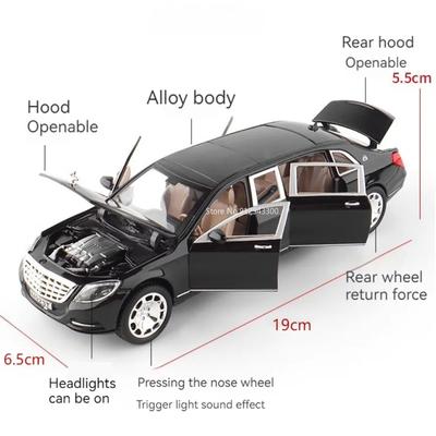 1:24 Scale S600 Sports Car Model Toy Diecast Metal Miniature Vehicles Doors Opened Sound Light Models Hobby Ornaments Gifts