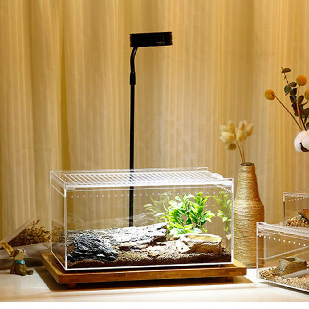 POPETPOP Reptile Case, Transparent Reptile Cage, Breeding Container for Small Animals, Turtles, and Amphibians, 25x15x15cm