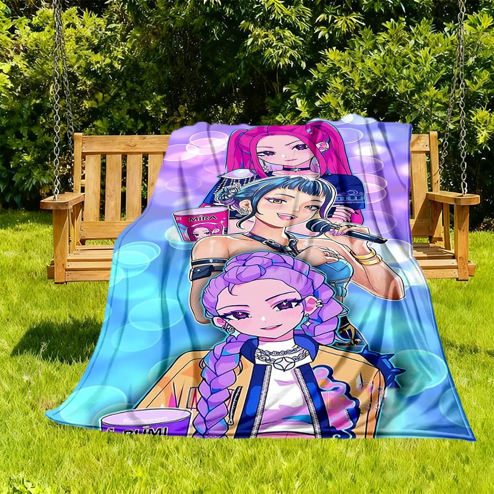 1pc K-Pop Hunters Outdoor Blanket Lightweight Flannel, All-Season Use for Sofa, Bed, Travel, Camping, Living Room, Office, Couch040