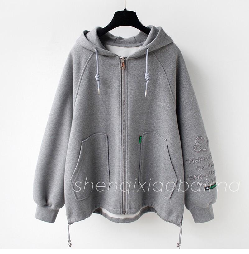 2023 Autumn/Winter Imitation Hua Cotton Loose Mid-Length Fleece-Lined Thick Coat
